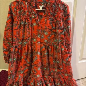 Anthropologie Red Hummingbird Dress